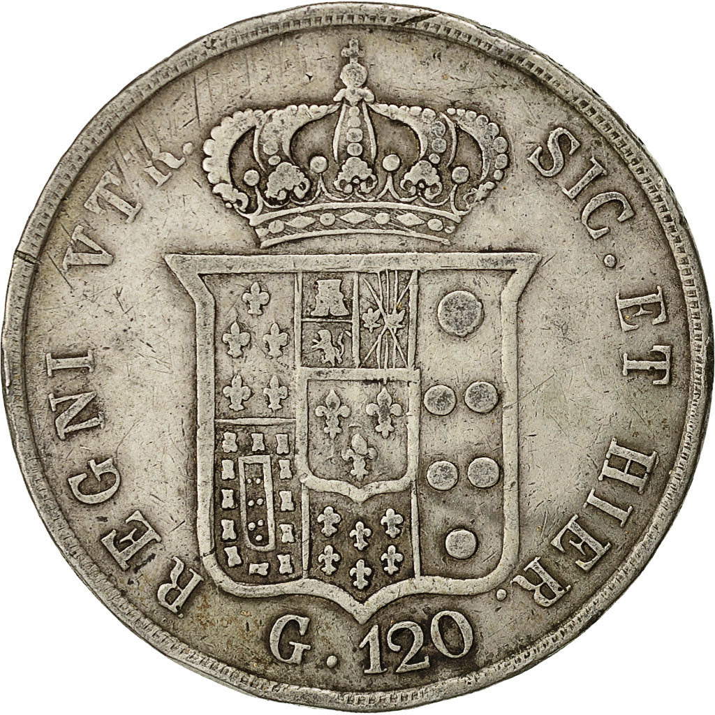 Coin, ITALIAN STATES, NAPLES, Ferdinando II, 120 Grana, 1855, Naples, EF(40-45)