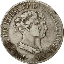 Coin, ITALIAN STATES, LUCCA, Felix and Elisa, 5 Franchi, 1807, Firenze