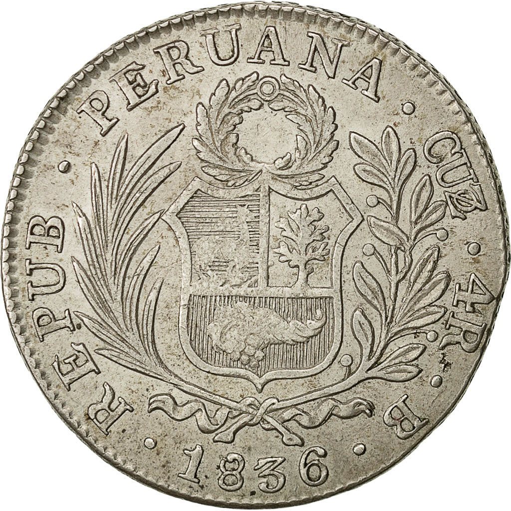 Coin, Peru, 4 Réales, 1836, Cuzco, EF(40-45), Silver, KM:151.1
