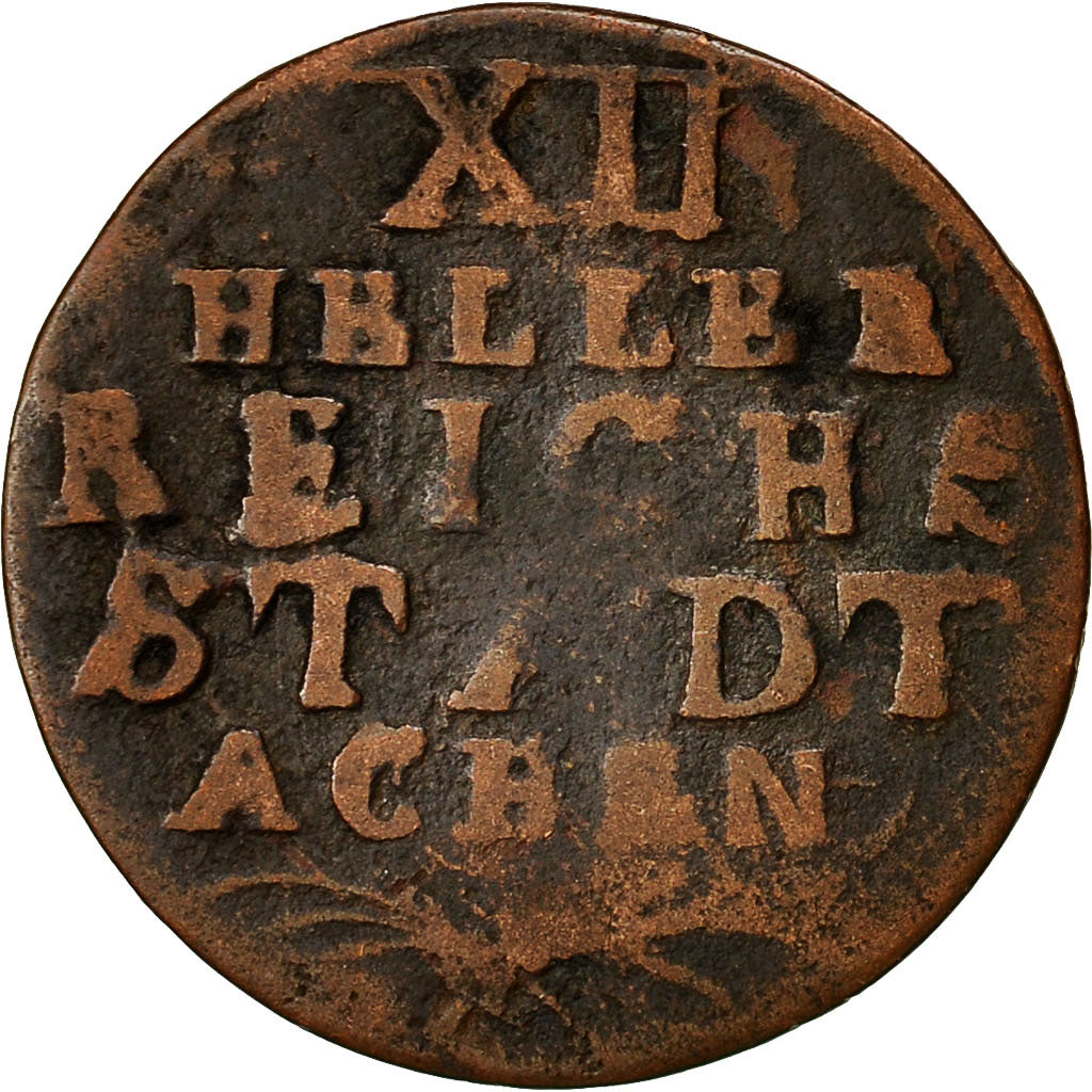 Coin, German States, AACHEN, 12 Heller, 1790, F(12-15), Copper, KM:51