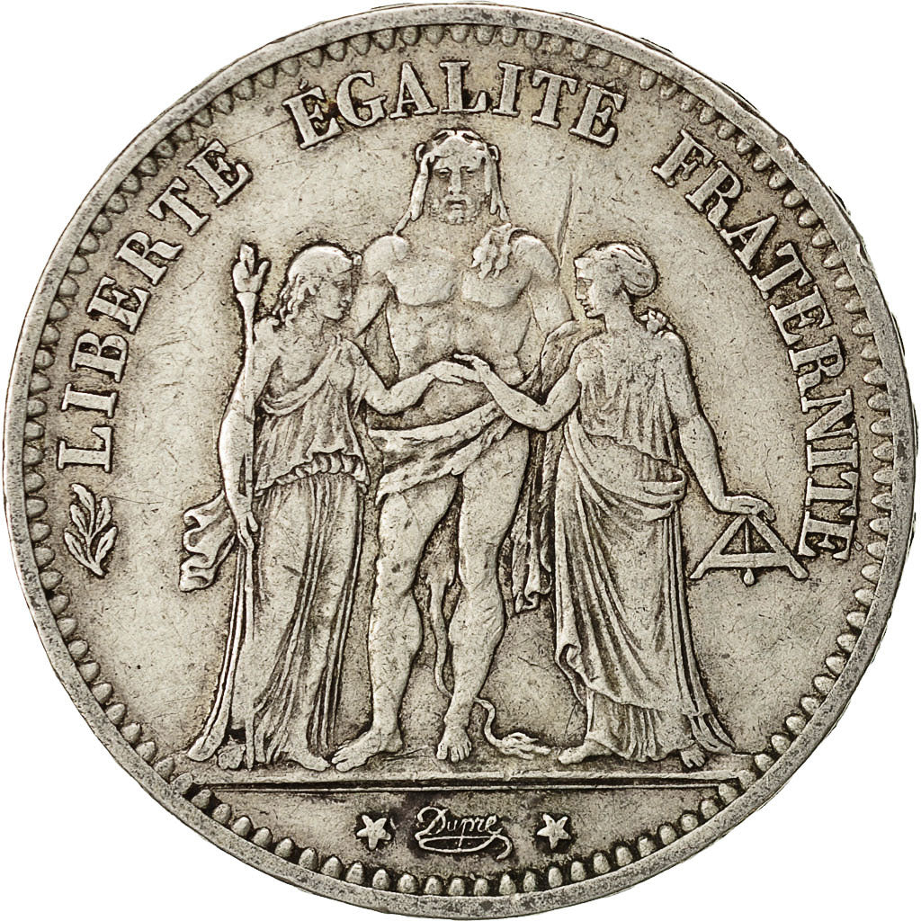 Moneta, Francia, Hercule, 5 Francs, 1874, Bordeaux, BB, Argento, KM:820.2