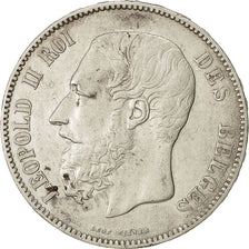 Moneta, Belgia, Leopold II, 5 Francs, 5 Frank, 1871, AU(50-53), Srebro, KM:24
