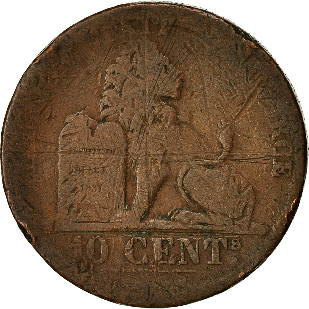 Münze, Belgien, Leopold I, 10 Centimes, 1848, SGE+, Kupfer, KM:2.1