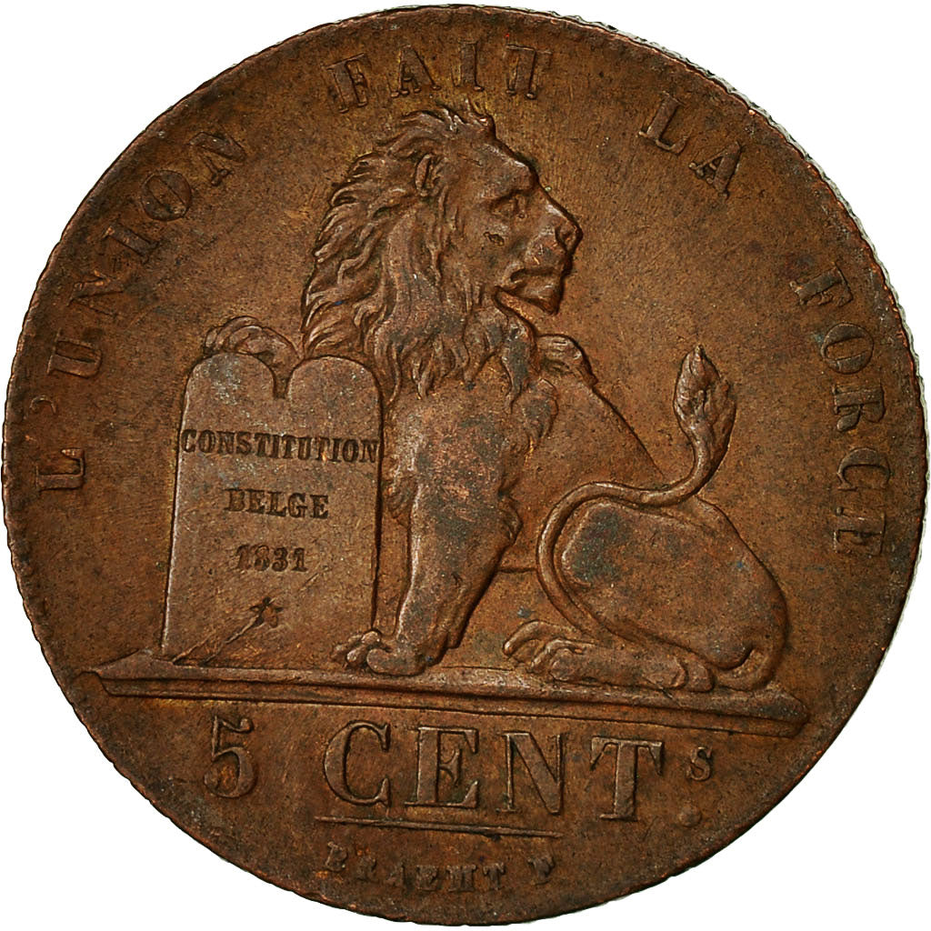 Coin, Belgium, Leopold I, 5 Centimes, 1833, EF(40-45), Copper, KM:5.1