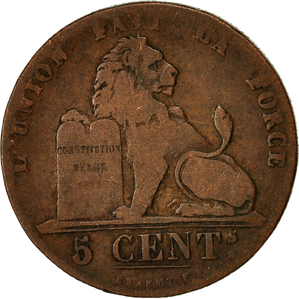 Coin, Belgium, Leopold I, 5 Centimes, 1842, VF(20-25), Copper, KM:5.1