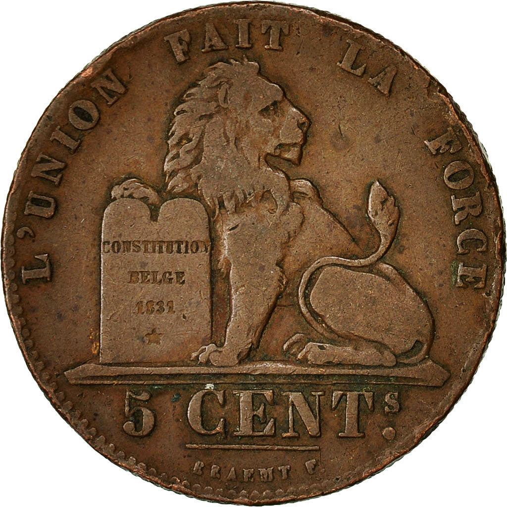 Coin, Belgium, Leopold I, 5 Centimes, 1856, VF(30-35), Copper, KM:5.1