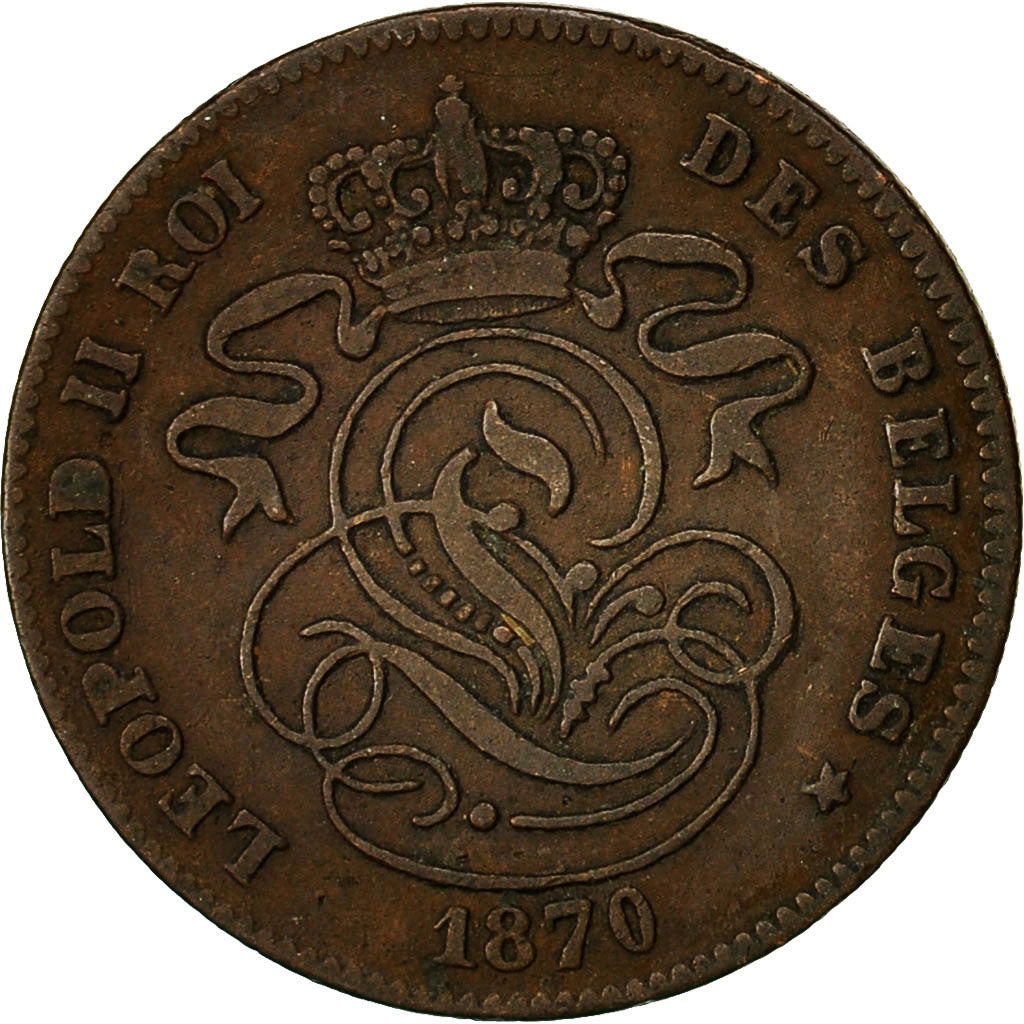 Coin, Belgium, Leopold II, 2 Centimes, 1870, EF(40-45), Copper, KM:35.1