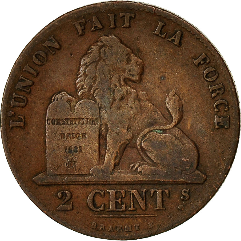 Coin, Belgium, Leopold II, 2 Centimes, 1870, EF(40-45), Copper, KM:35.1