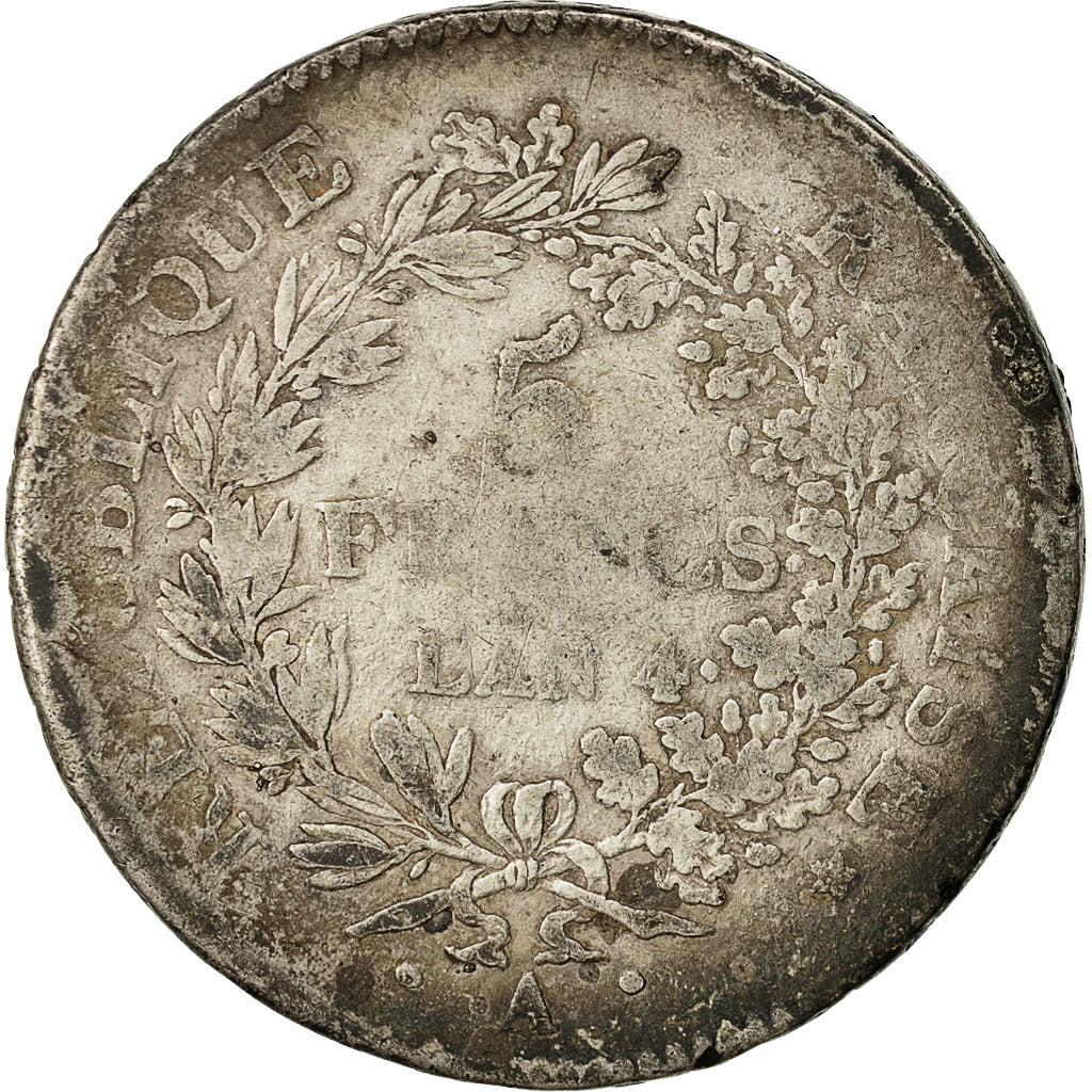 Monnaie, France, Union et Force, 5 Francs, 1795, Paris, TB, Argent, Gadoury:563