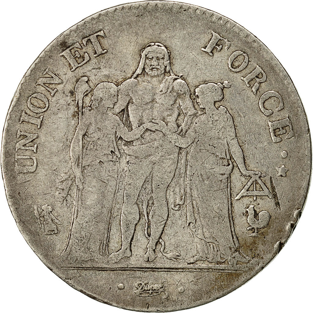 Coin, France, Union et Force, 5 Francs, 1797, Paris, VF(30-35), Silver