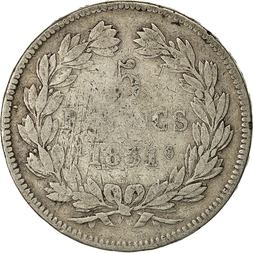 Coin, France, Louis-Philippe, 5 Francs, 1831, Limoges, VF(20-25), Silver