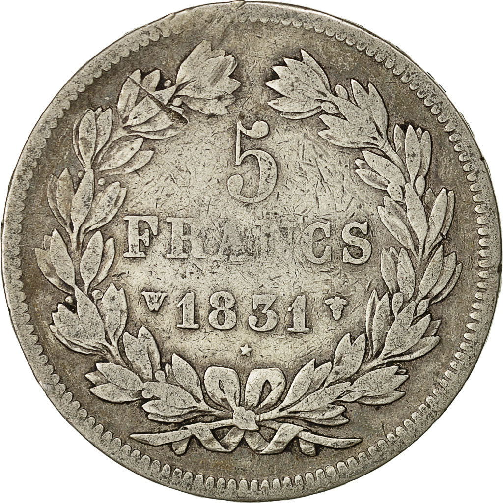 Moneta, Francia, Louis-Philippe, 5 Francs, 1831, Lille, MB, Argento, KM:745.13