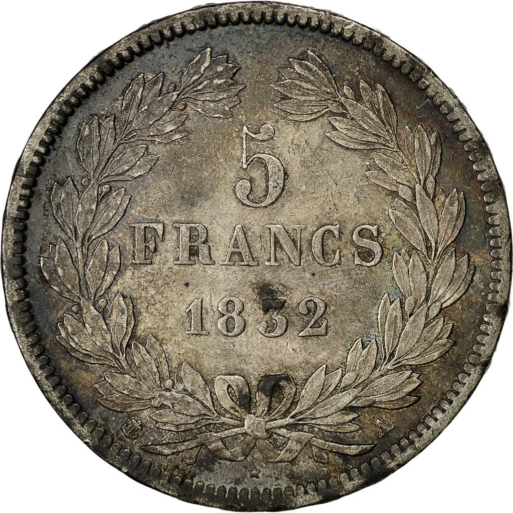 Moneda, Francia, Louis-Philippe, 5 Francs, 1832, Paris, MBC, Plata, KM:749.1