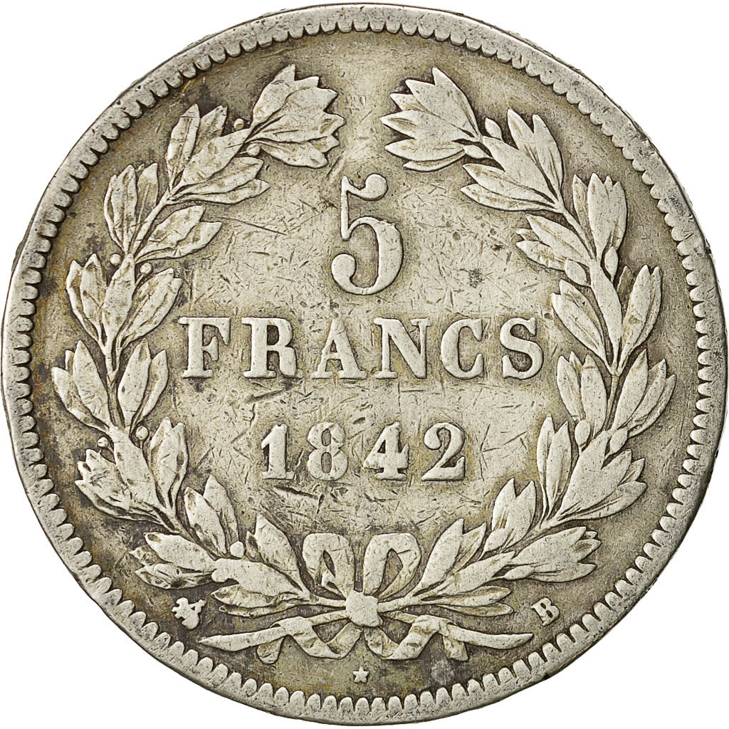 Monnaie, France, Louis-Philippe, 5 Francs, 1842, Rouen, TB, Argent, Gadoury:678