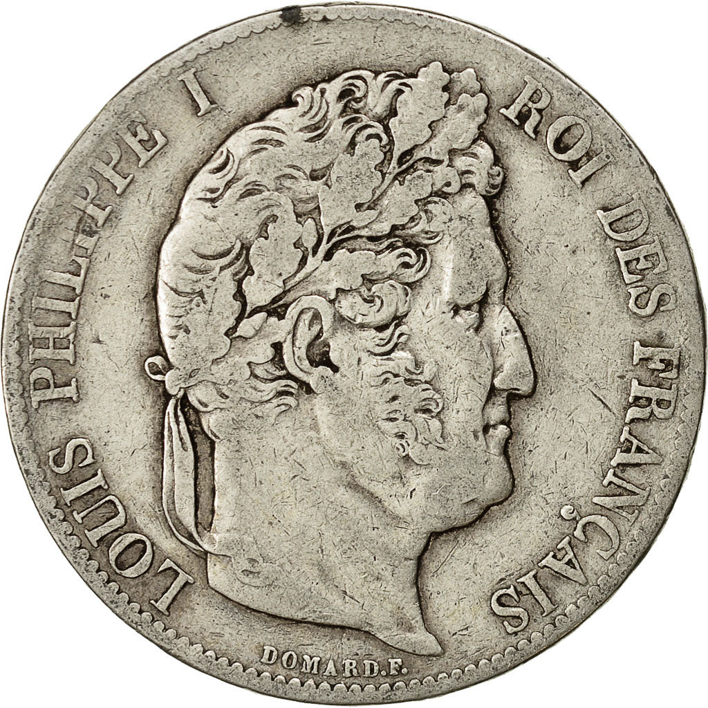 Moneda, Francia, Louis-Philippe, 5 Francs, 1848, Strasbourg, BC+, Plata