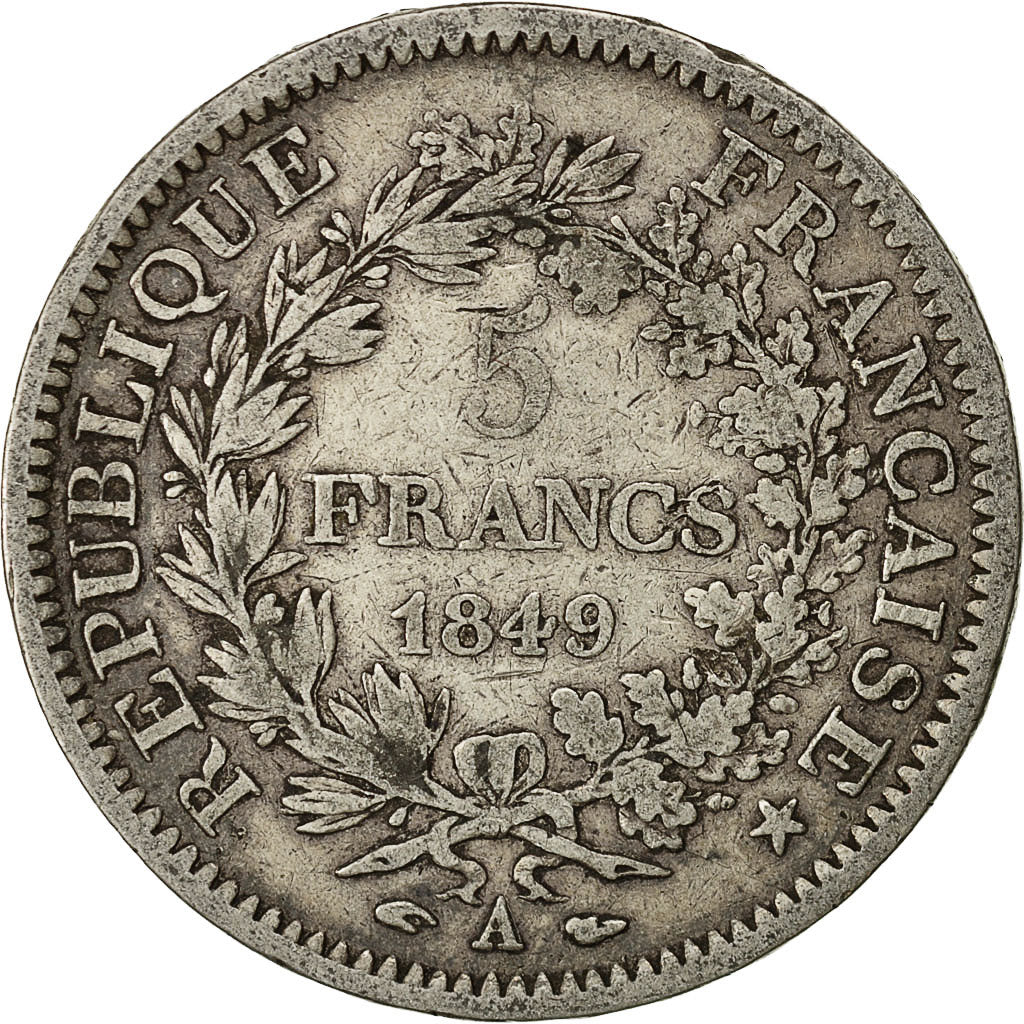 Monnaie, France, Hercule, 5 Francs, 1849, Paris, TB+, Argent, Gadoury:683