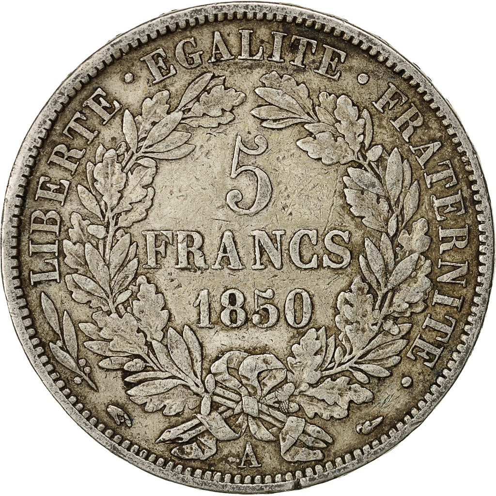 Coin, France, Cérès, 5 Francs, 1850, Paris, EF(40-45), Silver, KM:761.1