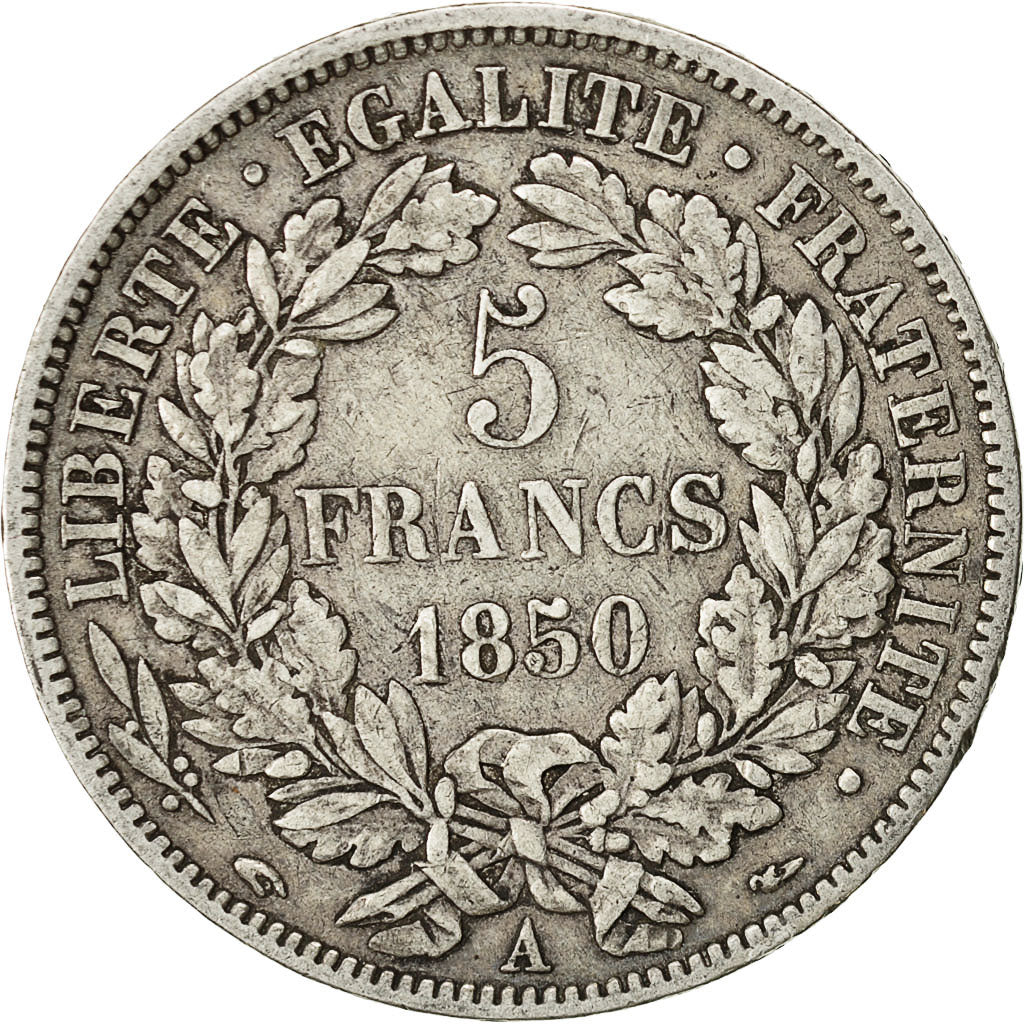 Coin, France, Cérès, 5 Francs, 1850, Paris, EF(40-45), Silver, KM:761.1