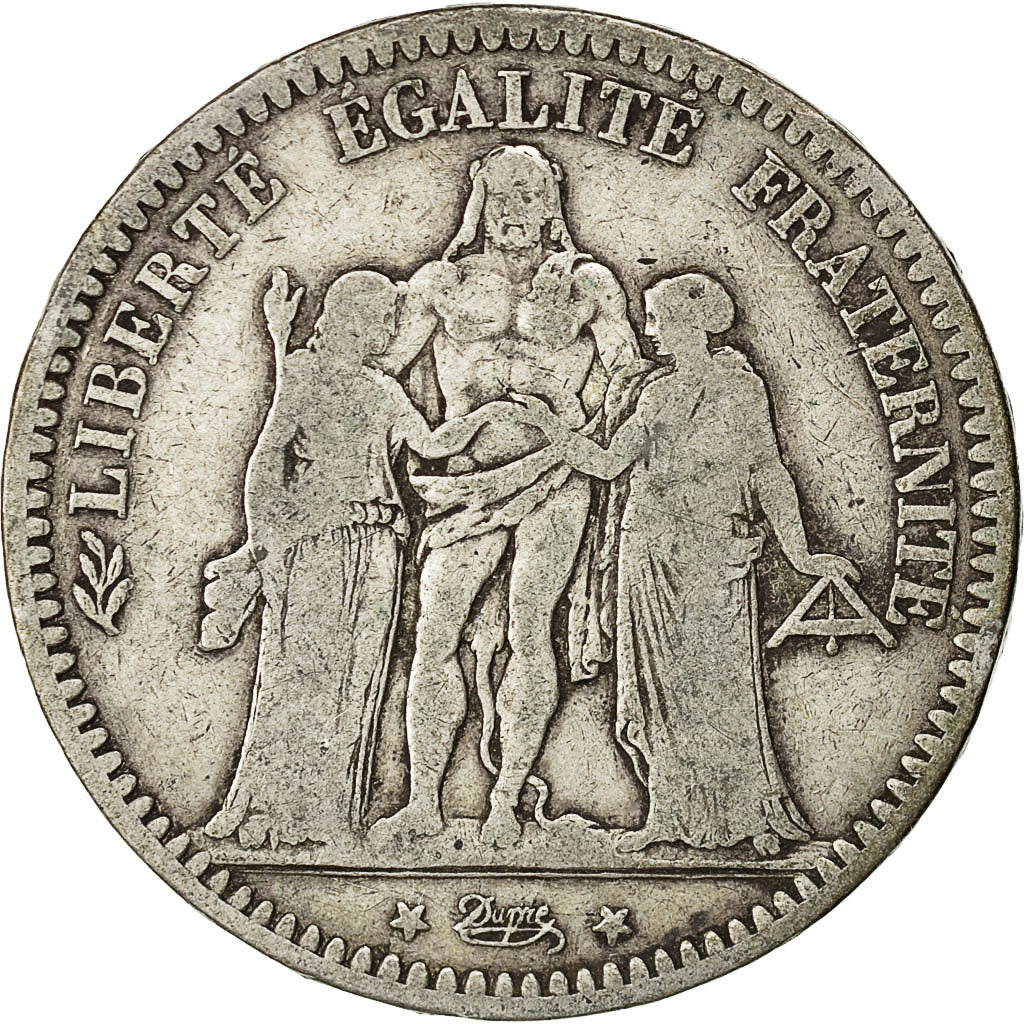 Coin, France, Hercule, 5 Francs, 1873, Bordeaux, VF(20-25), Silver, KM:820.2