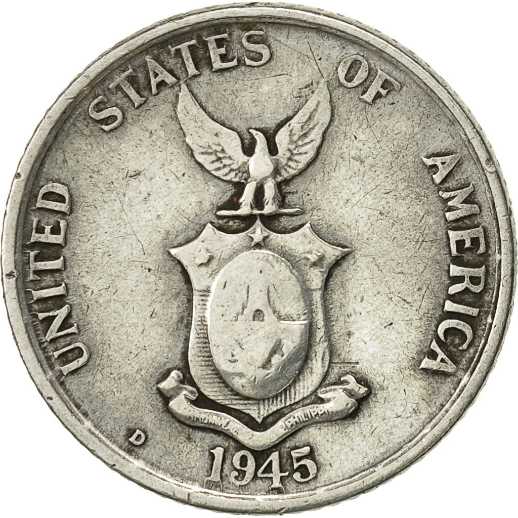 Moneta, Filippine, 20 Centavos, 1945, Denver, MB+, Argento, KM:182