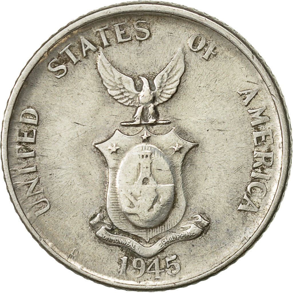 Coin, Philippines, 20 Centavos, 1945, Denver, EF(40-45), Silver, KM:182