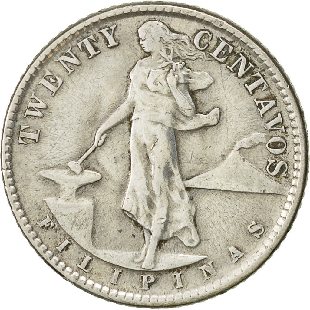 Coin, Philippines, 20 Centavos, 1945, Denver, EF(40-45), Silver, KM:182