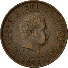 Coin, Portugal, Carlos I, 20 Reis, 1892, EF(40-45), Bronze, KM:533