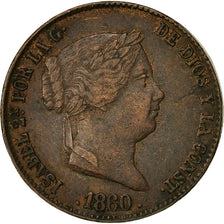 Coin, Spain, Isabel II, 25 Centimos, 1860, Segovia, EF(40-45), Copper, KM:615.2