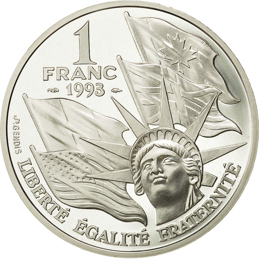 Coin, France, Franc, 1993, MS(63), Silver, KM:1014