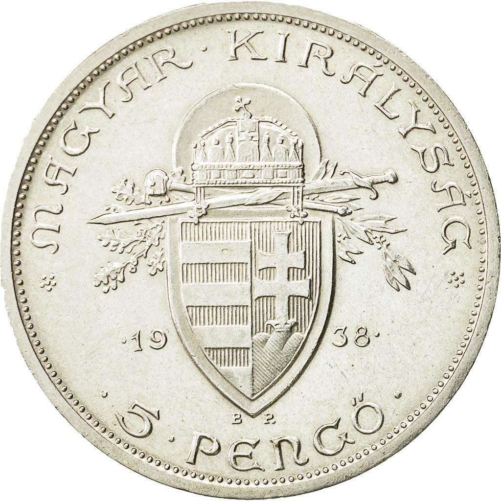 Coin, Hungary, 5 Pengö, 1938, Budapest, MS(60-62), Silver, KM:516