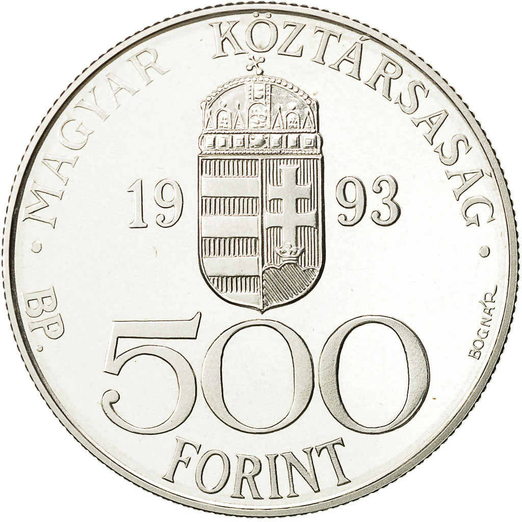 Coin, Hungary, 500 Forint, Otszaz, 1993, Budapest, MS(60-62), Silver, KM:704