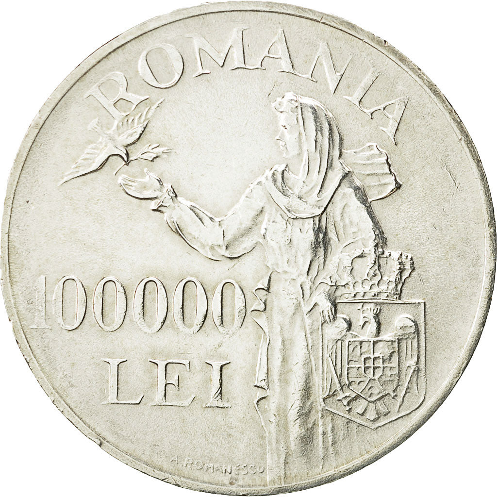 Coin, Romania, Mihai I, 100000 Lei, 1946, MS(60-62), Silver, KM:71