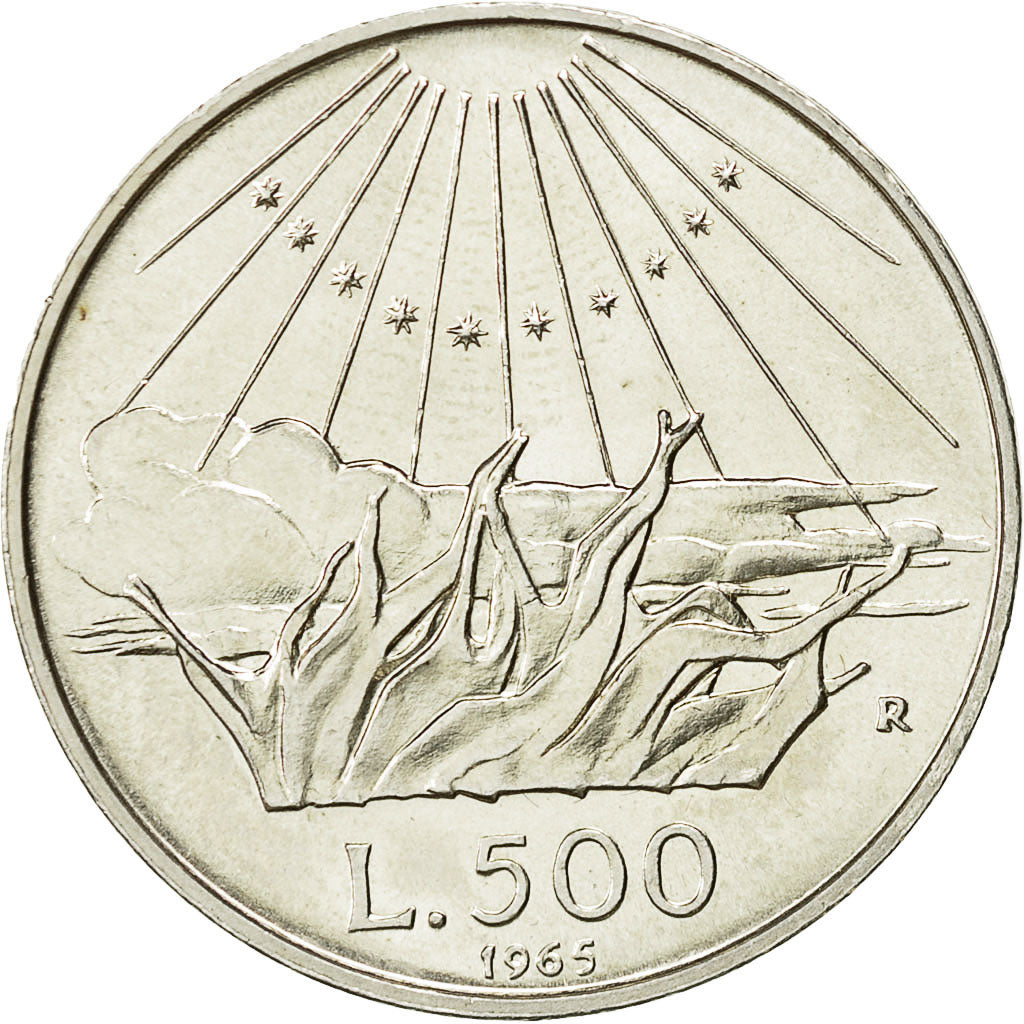 Coin, Italy, 500 Lire, 1965, Rome, MS(63), Silver, KM:100