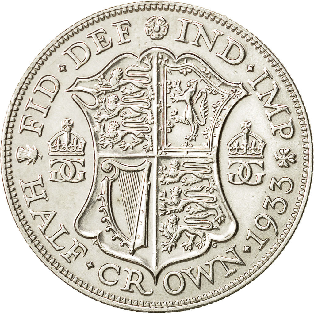 Coin, Great Britain, George V, 1/2 Crown, 1933, MS(60-62), Silver, KM:835