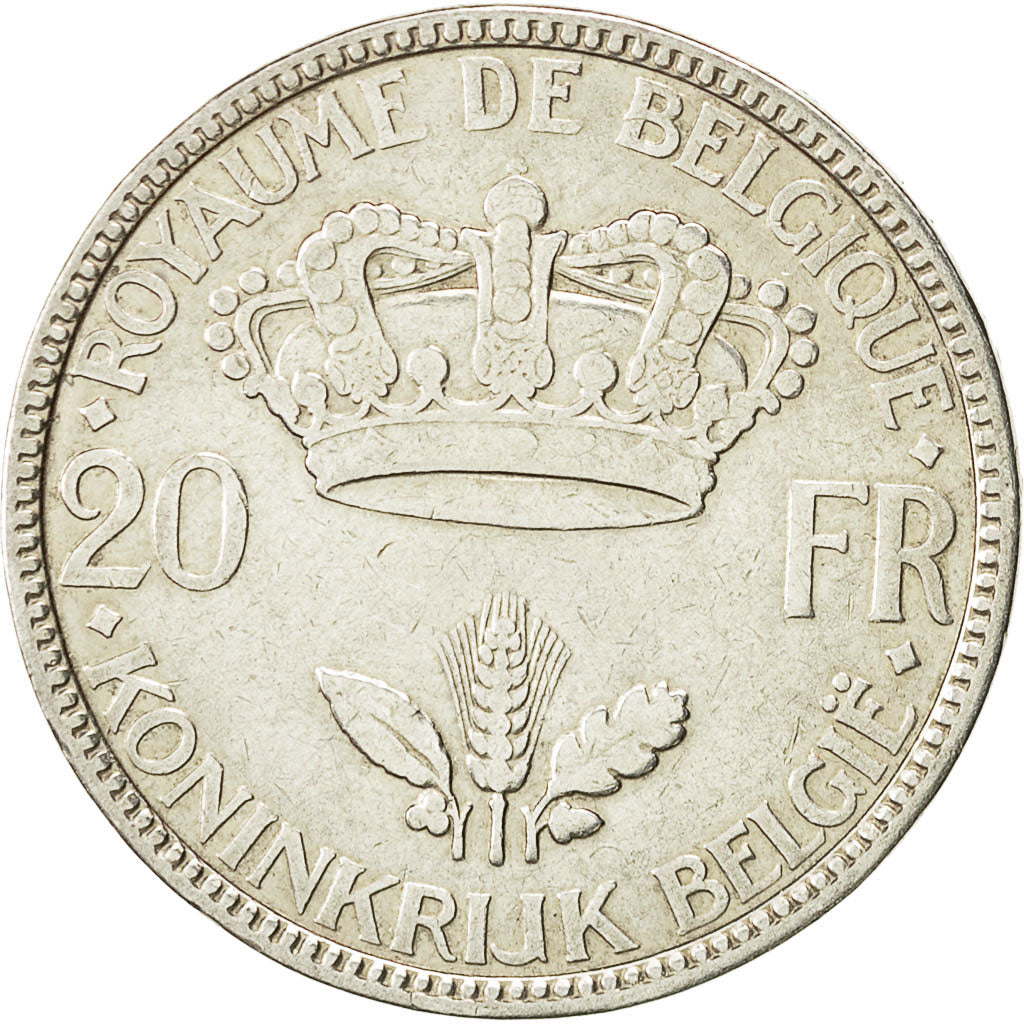 Coin, Belgium, Leopold III, 20 Francs, 20 Frank, 1935, EF(40-45), Silver, KM:105
