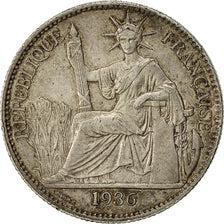 Coin, FRENCH INDO-CHINA, 50 Cents, 1936, Paris, AU(50-53), Silver, KM:4a.2
