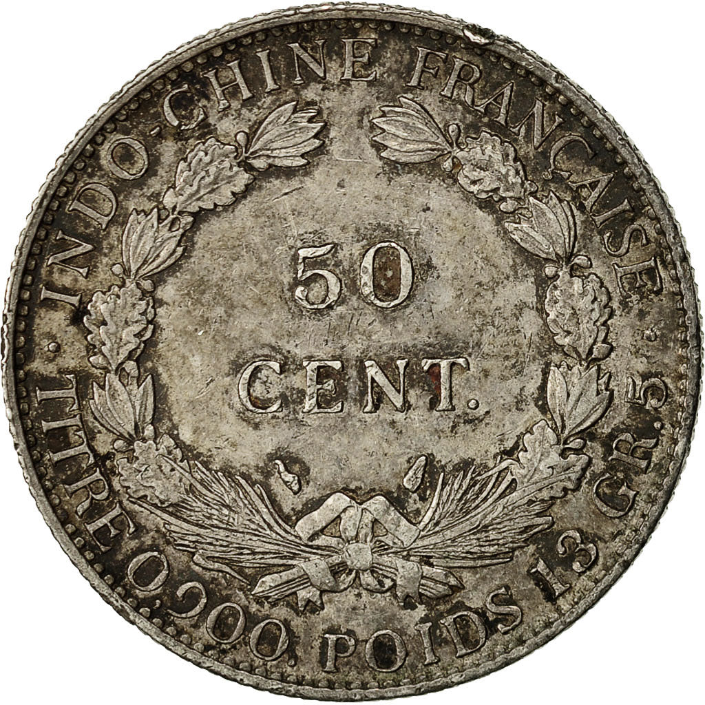 Coin, FRENCH INDO-CHINA, 50 Cents, 1936, Paris, AU(50-53), Silver, KM:4a.2