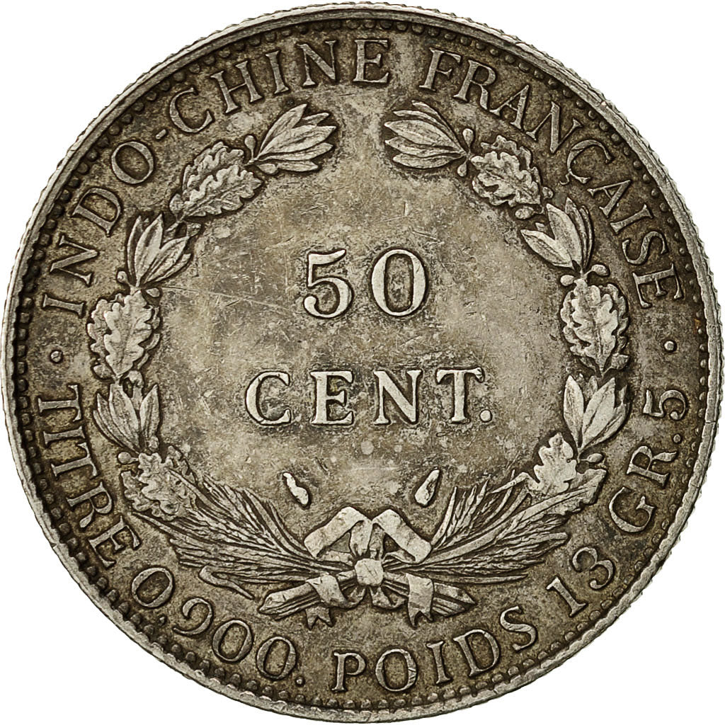 Moneta, INDOCINA FRANCESE, 50 Cents, 1936, Paris, BB, Argento, KM:4a.2