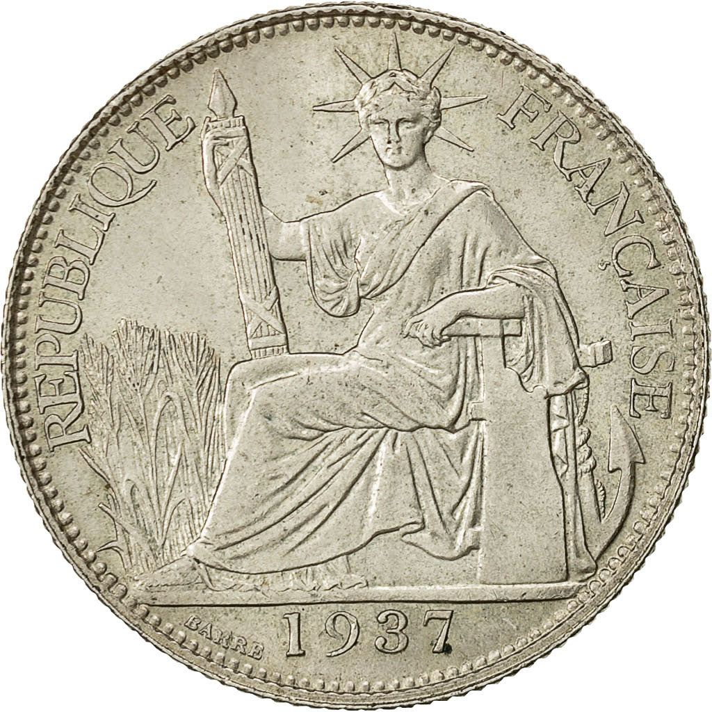 Coin, FRENCH INDO-CHINA, 20 Cents, 1937, Paris, MS(60-62), Silver, KM:17.2