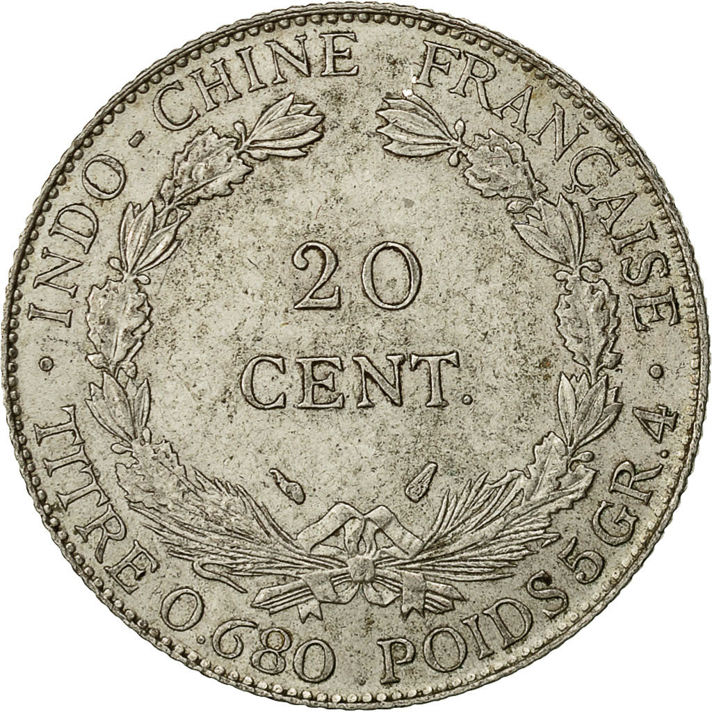 Moneta, INDOCINA FRANCESE, 20 Cents, 1937, Paris, SPL-, Argento, KM:17.2