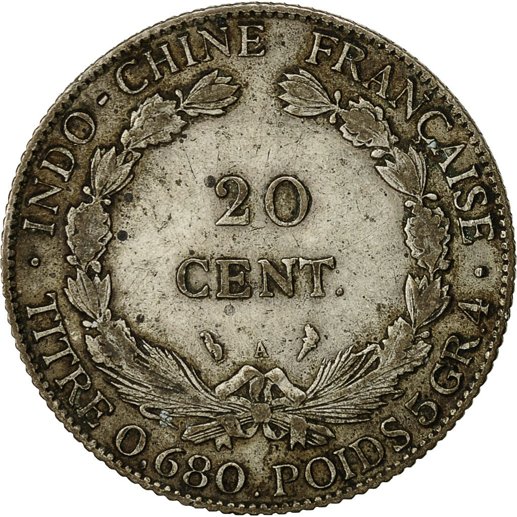 Coin, FRENCH INDO-CHINA, 20 Cents, 1930, Paris, EF(40-45), Silver, KM:17.1