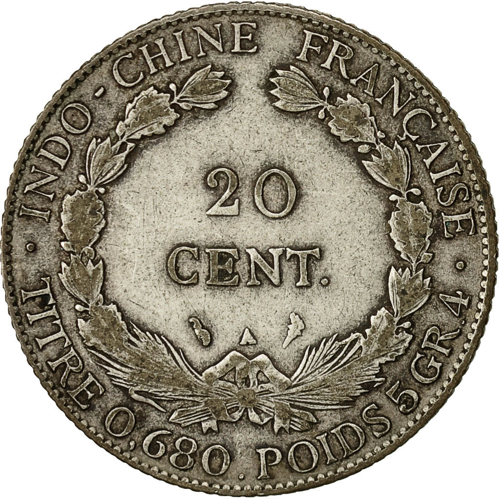Coin, FRENCH INDO-CHINA, 20 Cents, 1930, Paris, VF(30-35), Silver, KM:17.1