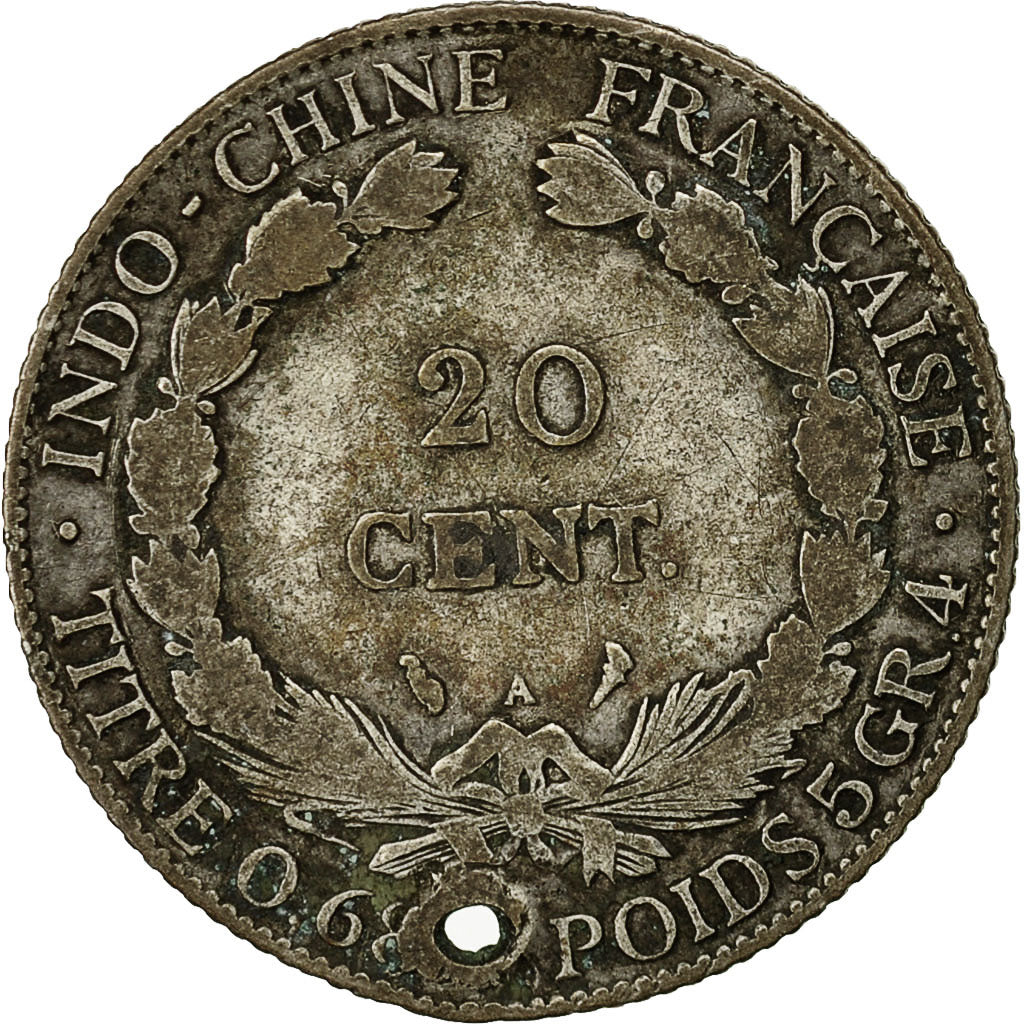 Moneta, INDOCINA FRANCESE, 20 Cents, 1925, Paris, MB, Argento, KM:17.1