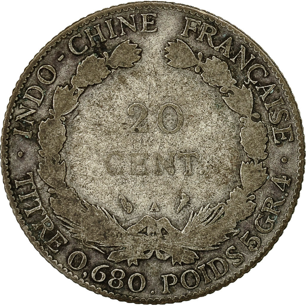 Moneta, INDOCINA FRANCESE, 20 Cents, 1923, Paris, B+, Argento, KM:17.1