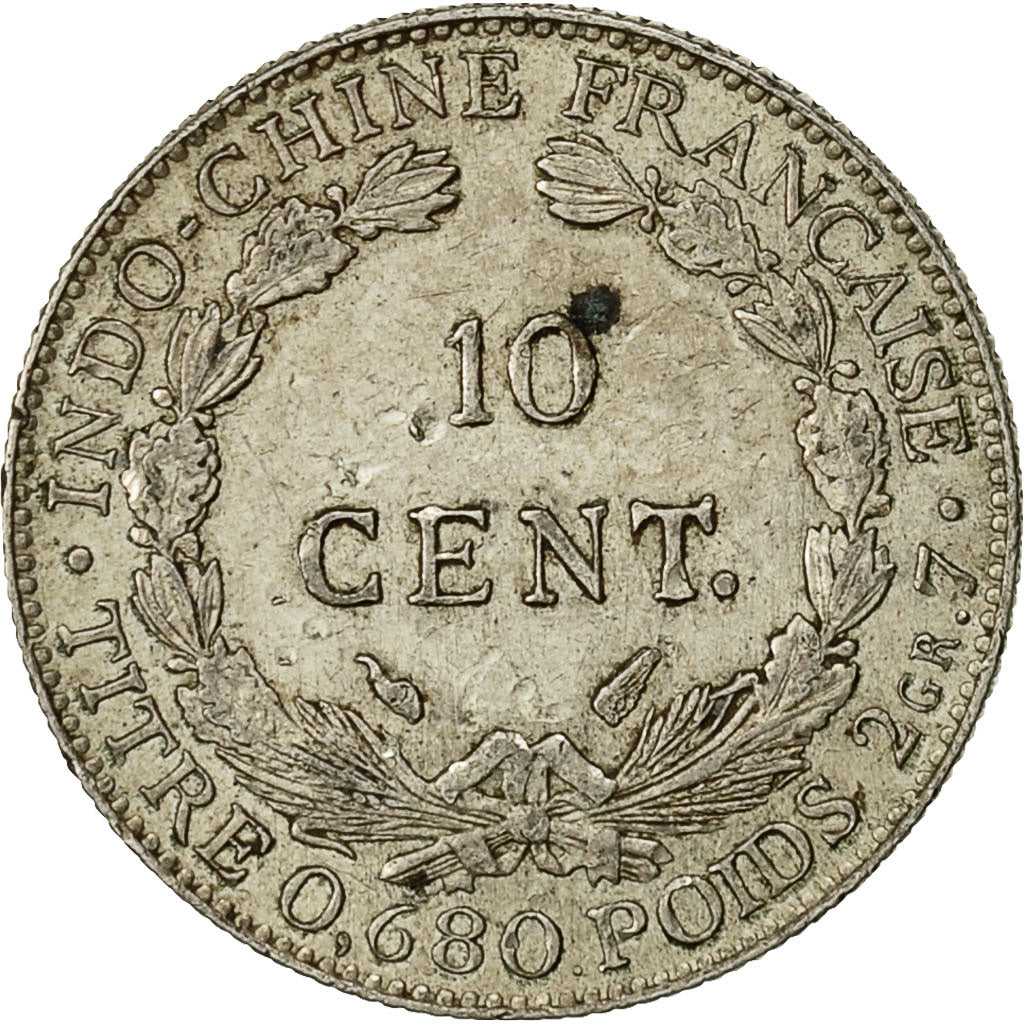Munten, FRANS INDO-CHINA, 10 Cents, 1937, Paris, ZF+, Zilver, KM:16.2