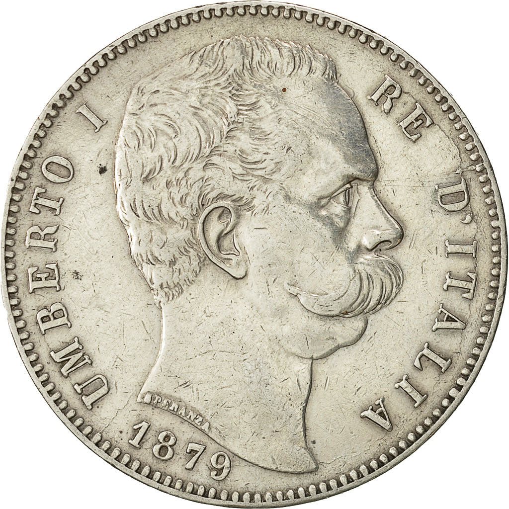 Coin, Italy, Umberto I, 5 Lire, 1879, Rome, AU(50-53), Silver, KM:20