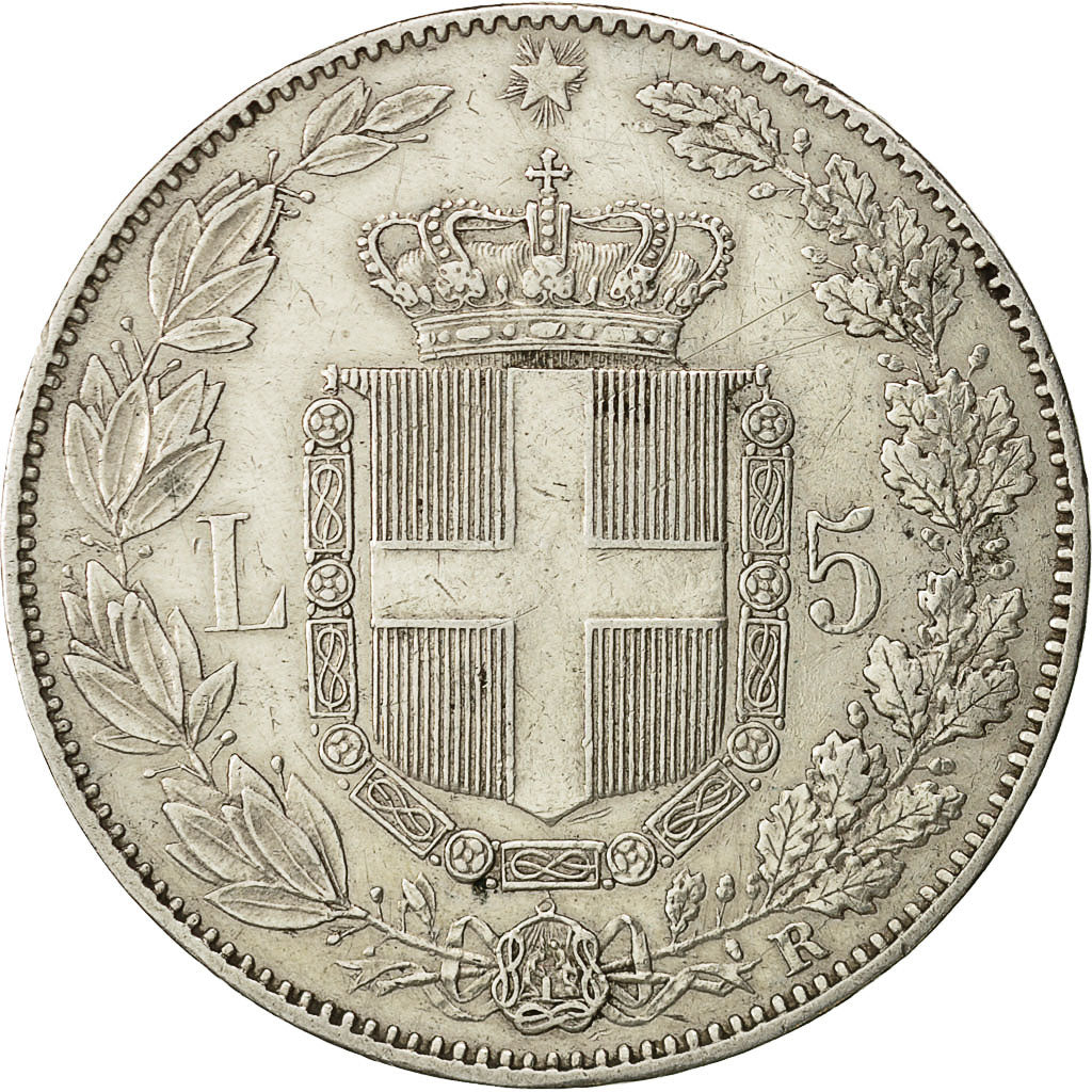 Coin, Italy, Umberto I, 5 Lire, 1879, Rome, AU(50-53), Silver, KM:20