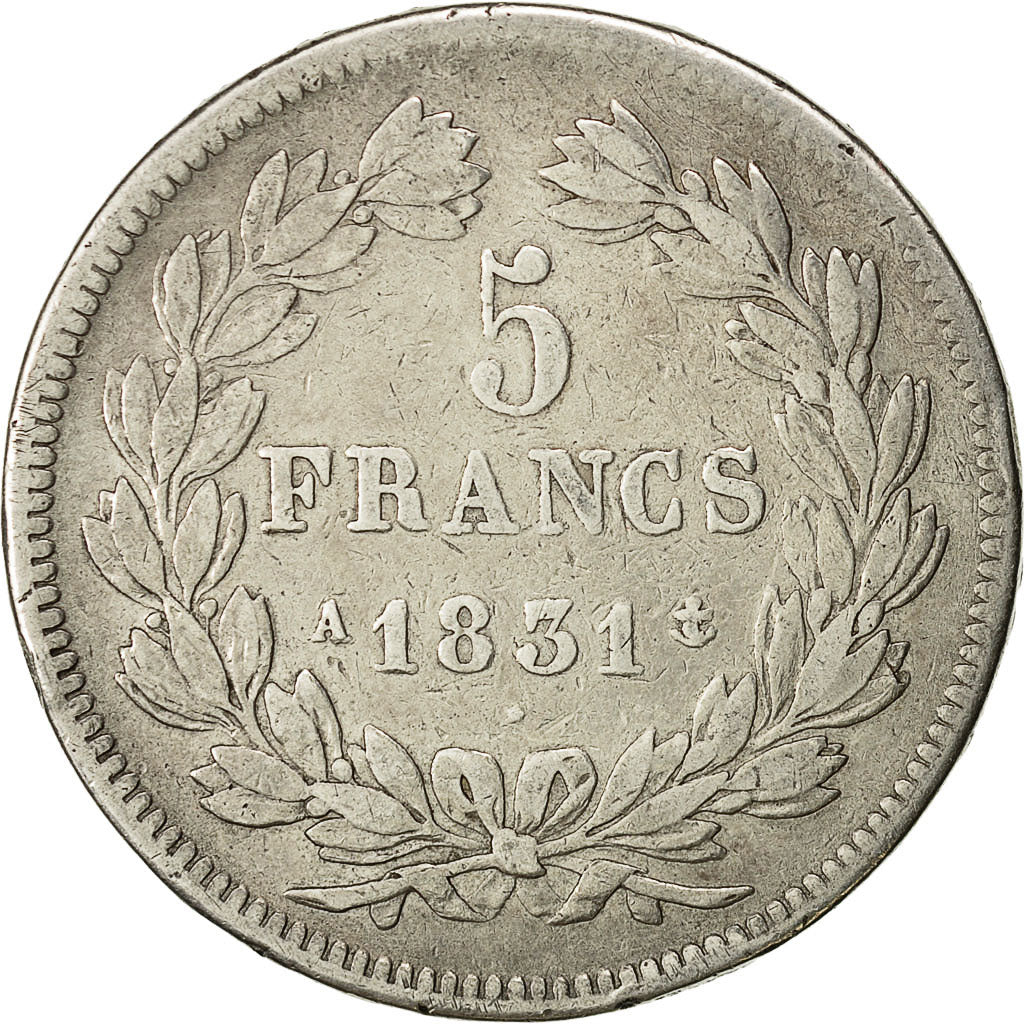 Coin, France, Louis-Philippe, 5 Francs, 1831, Paris, VF(20-25), Silver