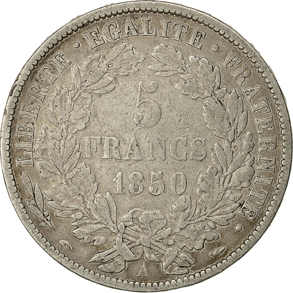 Monnaie, France, Cérès, 5 Francs, 1850, Paris, TB+, Argent, Gadoury:719