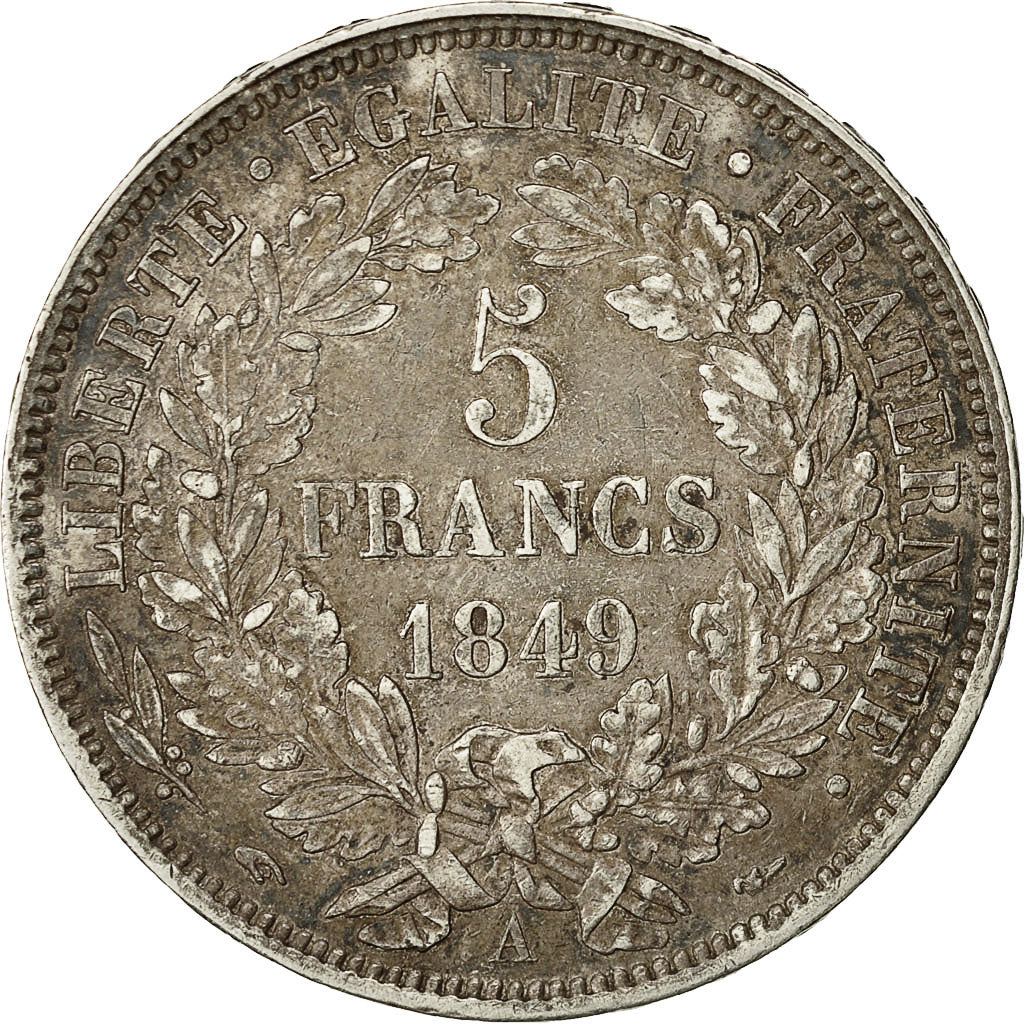 Münze, Frankreich, Cérès, 5 Francs, 1849, Paris, SS, Silber, KM:761.1